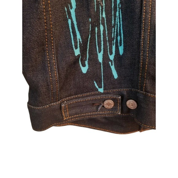 Handpainted original Levi's blue Denim Jacket Size Large. - Picture 4 of 9